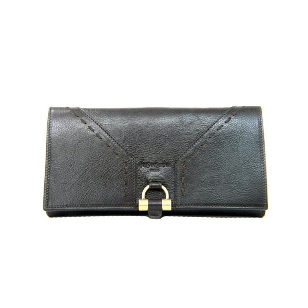 イブサンローラン　Wホック長財布(ダークブラウン）