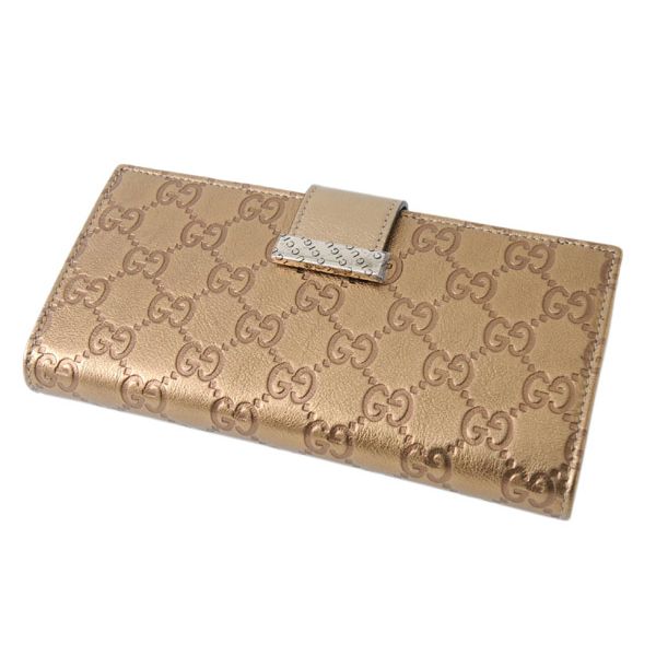 グッチ 財布 グッチシマ GG柄 2009年 クルーズライン Wホック 長財布 ゴールド 212089 AC41G 8236【GUCCI/グッチ】