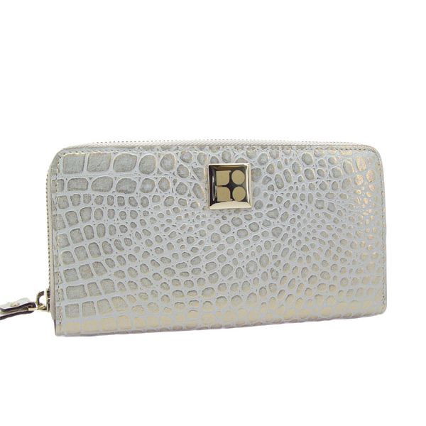 ケイト ケイトスペード 財布 ロゴ クロコ ラウンドファスナー 長財布 ホワイト×ゴールド【Kate Spade】