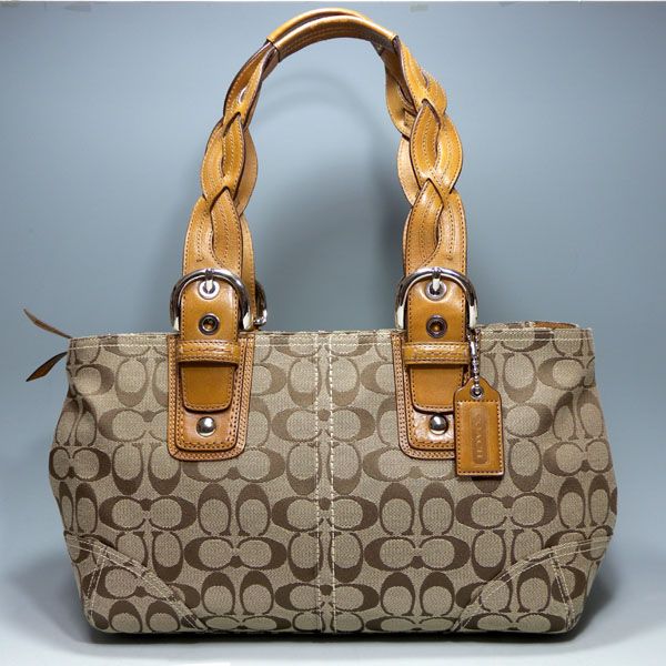 コーチバッグ　COACH　シグネチャー ジップサッチェル　カーキ/キャメル　11863