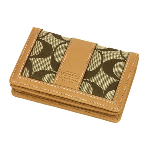 COACH コーチ 6K03-BKHCA ハンプトンシグネチャー カードケース カーキ・キャメル No.2 【※アウトレット品】