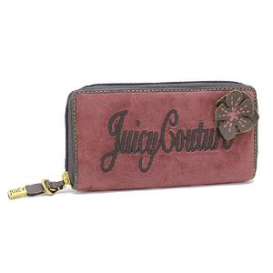 ジューシークチュール Juicy Couture 長財布 ベロア ラウンドファスナー フラワー ピンクベージュ YSRU0790-625 新品/本物！【 2008年 秋冬新作 】
