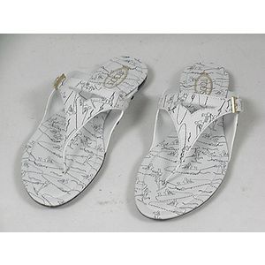 トッズ【TOD'S】 デザイン柄レディースビーチサンダル ホワイトXブラック 37
