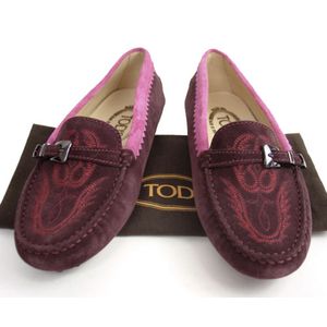 [20％OFF] トッズ　レディース (刺繍入り)ドライビングローファー ワイン　ITALY7.0号