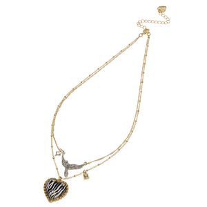 BETSEY JOHNSON (ベッツィー ジョンソン) Ｂｌａｃｋ＆Ｗｈｉｔｅ　ゼブラハートネックレス / ゴールド