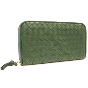 ボッテガ ヴェネタ ラウンドファスナー式長財布 イントレチャートレザー グリーン 114076-V0013-3203 【12月4日新規入荷】