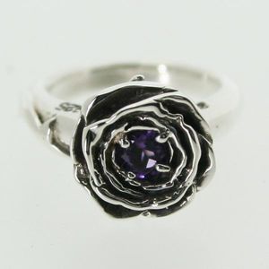 【ピンキーリング】2月誕生石アメジスト シルバー925/ROSE(バラ)