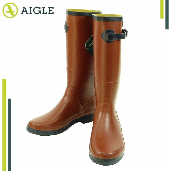 エーグルブーツAIGLE レディース ラバーロングブーツ ブラウン CHANTEBELLE