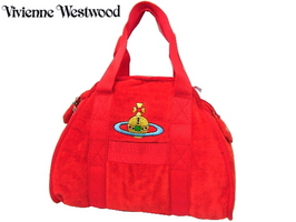 Vivienne Westwood ヴィヴィアンウエストウッド   パイルXナイロン バッグ   レッド