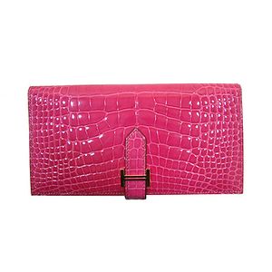 HERMES エルメスベアン フューシャピンク アリゲーターミシシッピ ゴールド金具 エルメス財布 送料無料