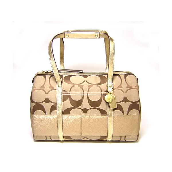 コーチバッグ COACH シグネチャーストライプサッチェル（B4/Khaki/Gold）  11102