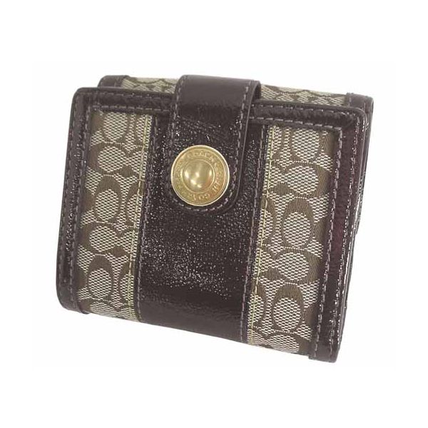 COACH　コーチ　エルゴ　パテントシグネチャー　ニューフレンチパース　ダブルホック財布　カーキ×ブラウン　41075-BKHCH　コーチ 財布
