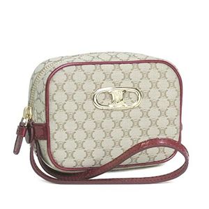 セリーヌ（CELINE）MONTE CARLO LOGO　レディースポーチバッグ　ベージュ/レッド　10882-2MGL-02BE