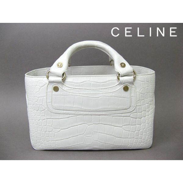 CELINE セリーヌ 最高級 【世界の一流品】 クロコダイル ブギーバッグ ホワイト
