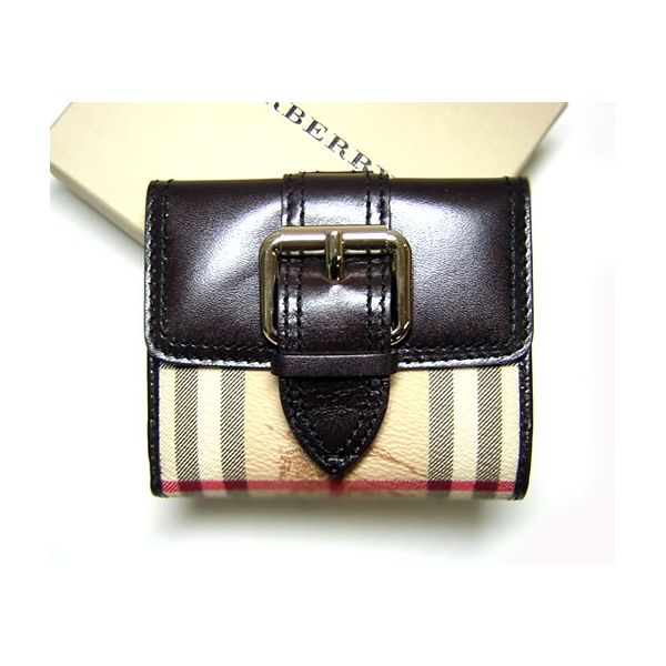 バーバリー財布 BURBERRY 二つ折財布（ベージュチェック柄+ダークブラウン）  11776457