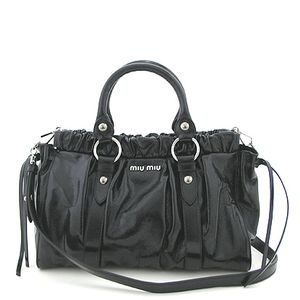 【送料無料】【2008年秋冬新作】ミュウミュウ（MIUMIU）バッグ・ギャザー入りバッグ・2WAY・miumiuロゴシルバー・ブラック