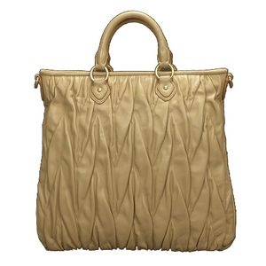 【送料無料】ミュウミュウmiumiuバッグ レザーハンドバッグ ショルダー付 ギャザー RR0520-sabbia