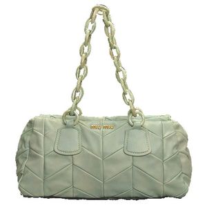 ミュウミュウmiumiuバッグ レザーショルダーバッグ ギャザー RR1373-ACQUA