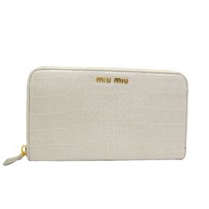 ミュウミュウ 財布 ロゴメタル エナメル クロコ ラウンドファスナー 長財布 ホワイト 5M0506 ST COCCO LUX TALCO【miu miu】ミュウ ミュウ%OFF!!