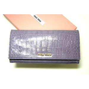 ミュウミュウ財布 MIUMIU クロコ型押し二つ折長財布(アイリス) 5M1109