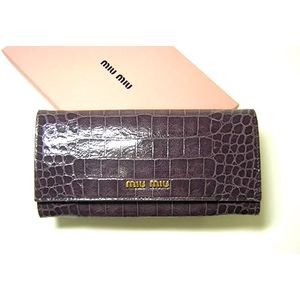 ミュウミュウ財布 MIUMIU クロコ型押し二つ折長財布(ランポーネ) 5M1109