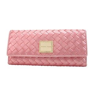 サマンサ タバサ 財布 長財布 ロゴプレート レザーメッシュ ファスナー ガマ口ウォレット ピンク ゴールド【Samantha Thavasa】